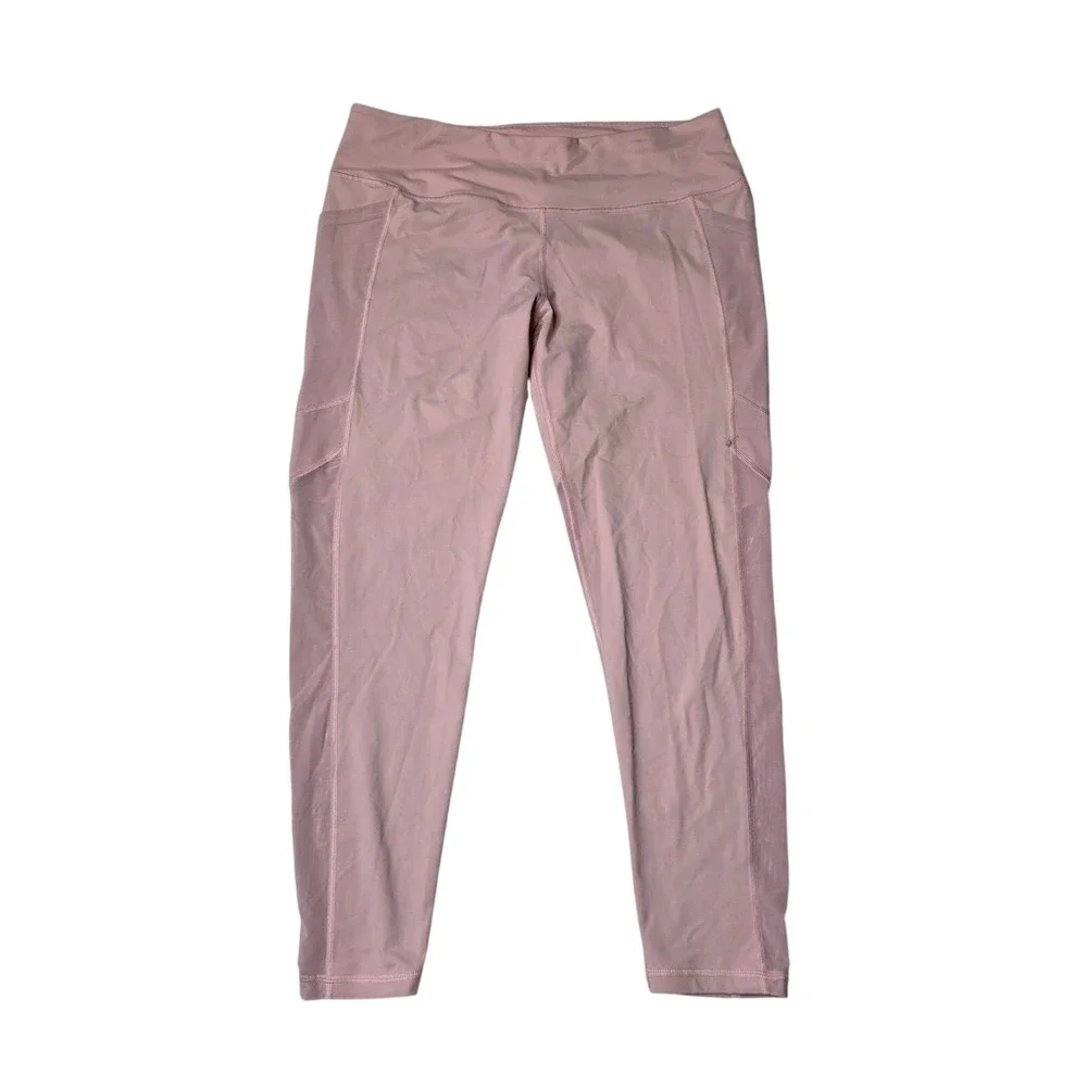 Victoria Sport Knockout Leggings XL Pink Mesh‎ Panel Pockets Activewear Yoga K3